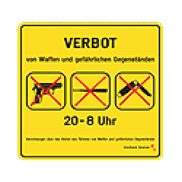 Das Schild für die Waffenverbotszone
