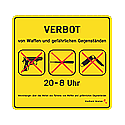 Das Schild für die Waffenverbotszone