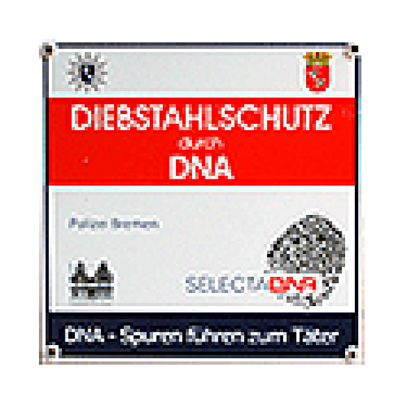 Ein Bild mit der Aufschrift Diebstahlschutz durch DNA